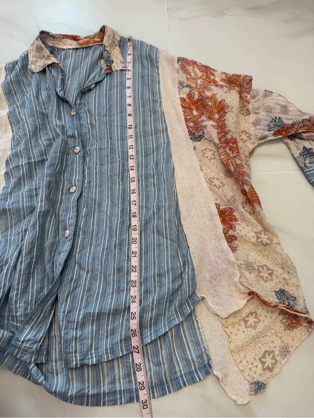 Free People Patchwork Oversized Button Down Shirt XS - Picture 6 of 9